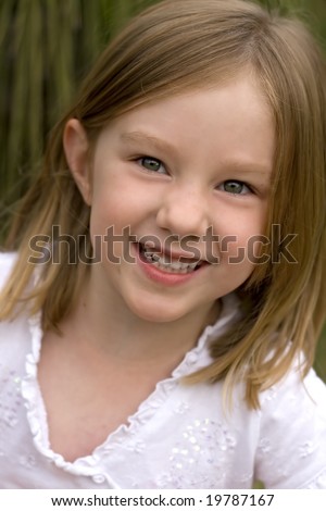 Smiling, Happy Young Female Child Portrait Outdoors Stock Photo ...