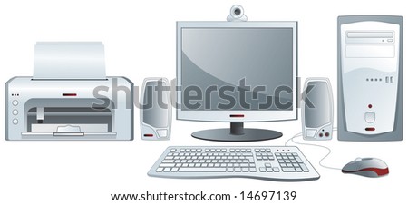 Computer configuration - TFT monitor, keyboard, mouse, printer, audio system, webcam