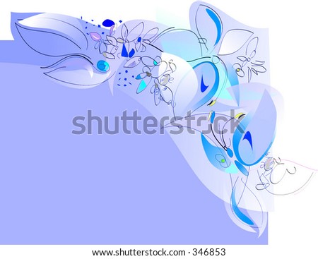 Butterflies And Flowers - Spring Jovial Border in Blue And Purple