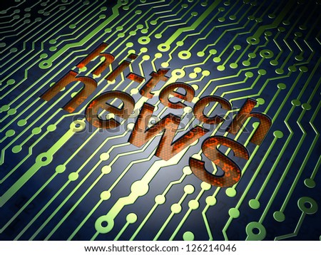 News concept: circuit board with word Hi-tech News, 3d render