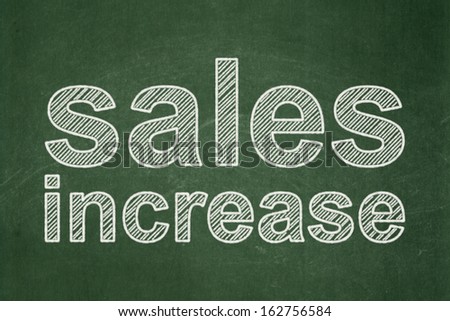Advertising concept: text Sales Increase on Green chalkboard background, 3d render