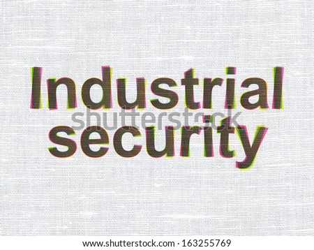 Safety concept: CMYK Industrial Security on linen fabric texture background, 3d render