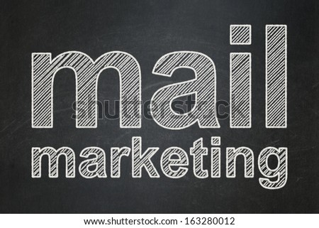 Advertising concept: text Mail Marketing on Black chalkboard background, 3d render