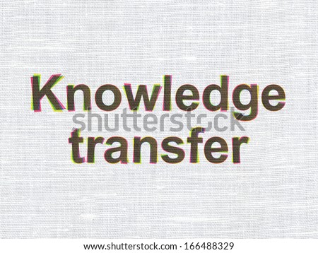 Education concept: CMYK Knowledge Transfer on linen fabric texture background, 3d render