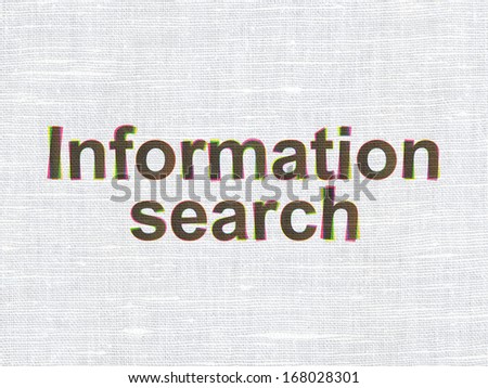 Data concept: CMYK Information Search on linen fabric texture background, 3d render