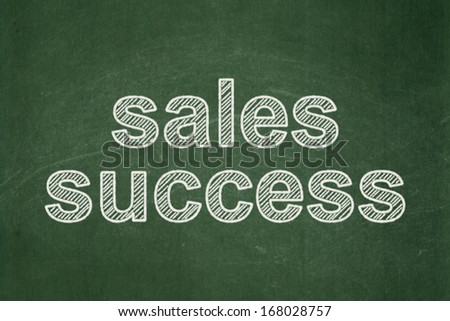 Advertising concept: text Sales Success on Green chalkboard background, 3d render