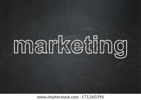 Marketing concept: text Marketing on Black chalkboard background, 3d render