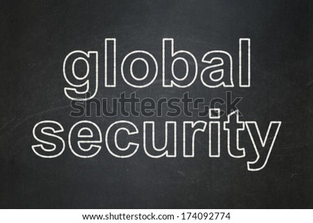 Security concept: text Global Security on Black chalkboard background, 3d render