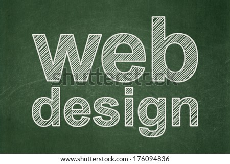 Web design concept: text Web Design on Green chalkboard background, 3d render