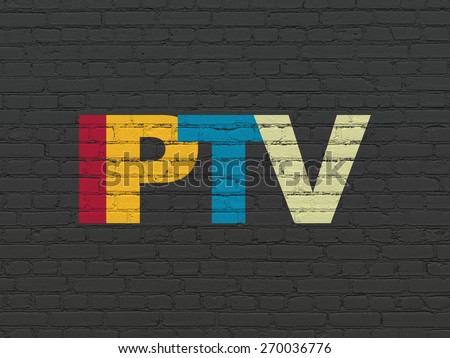 Web design concept: Painted multicolor text IPTV on Black Brick wall background, 3d render