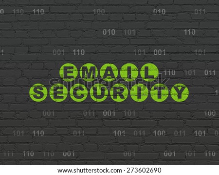 Protection concept: Painted green text Email Security on Black Brick wall background with Binary Code, 3d render