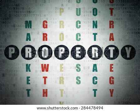 Finance concept: Painted black word Property in solving Crossword Puzzle on Digital Paper background, 3d render