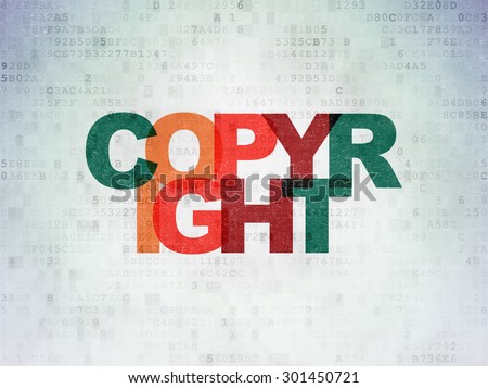 Law concept: Painted multicolor text Copyright on Digital Paper background, 3d render