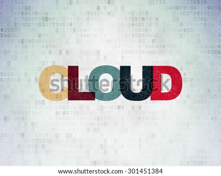 Cloud networking concept: Painted multicolor text Cloud on Digital Paper background, 3d render