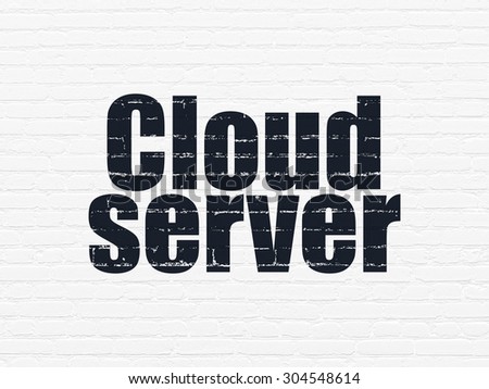 Cloud computing concept: Painted black text Cloud Server on White Brick wall background, 3d render