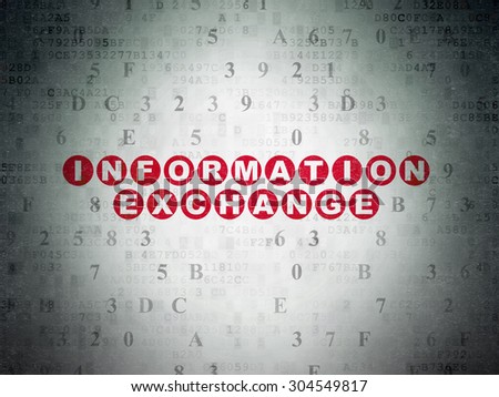 Information concept: Painted red text Information Exchange on Digital Paper background with Hexadecimal Code, 3d render