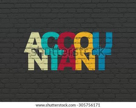 Banking concept: Painted multicolor text Accountant on Black Brick wall background, 3d render
