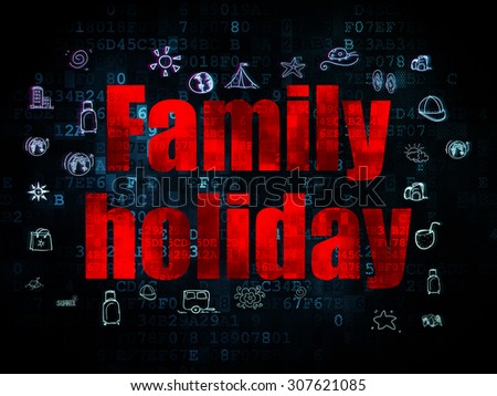 Tourism concept: Family Holiday on Digital background