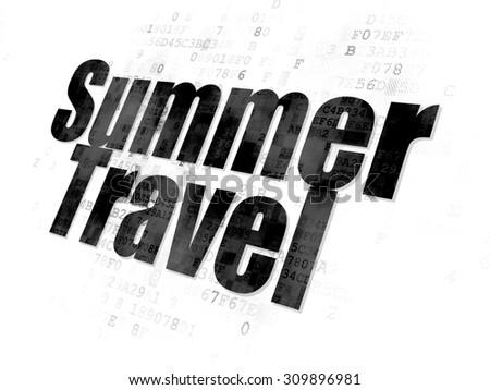 Tourism concept: Pixelated black Summer Travel icon on Digital background