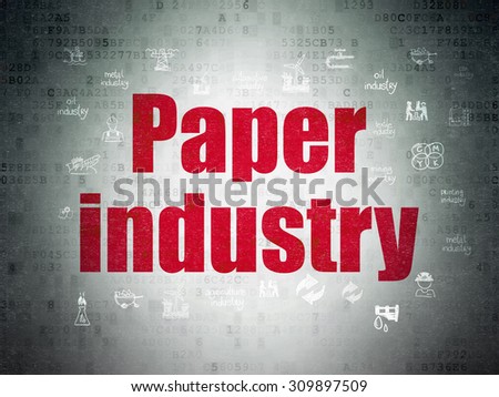 Industry concept: Painted red text Paper Industry on Digital Paper background with  Hand Drawn Industry Icons