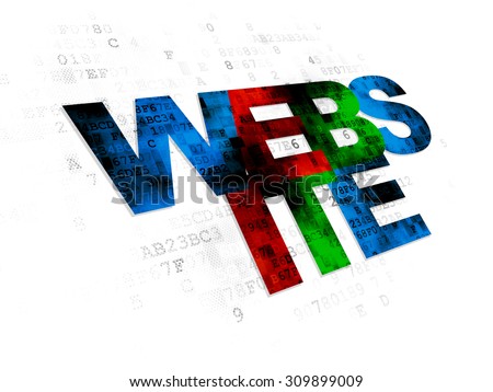Web development concept: Pixelated multicolor text Website on Digital background