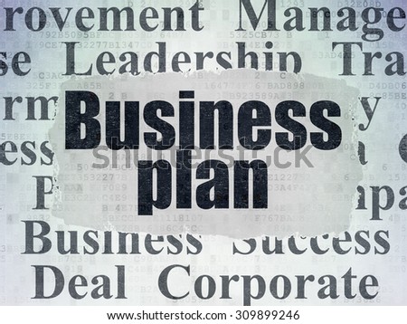 Business concept: Painted black text Business Plan on Digital Paper background with   Tag Cloud