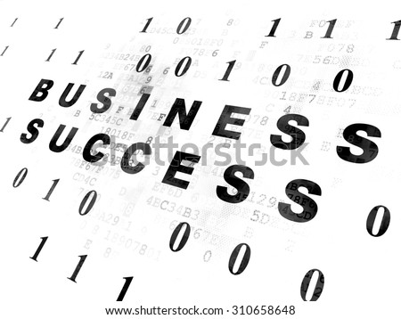 Finance concept: Pixelated black text Business Success on Digital wall background with Binary Code