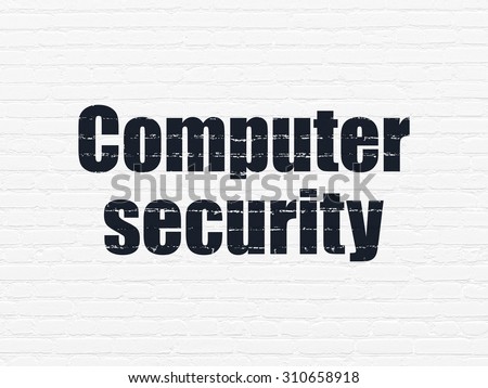 Security concept: Painted black text Computer Security on White Brick wall background