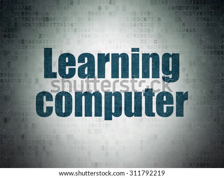 Learning concept: Painted blue word Learning Computer on Digital Paper background