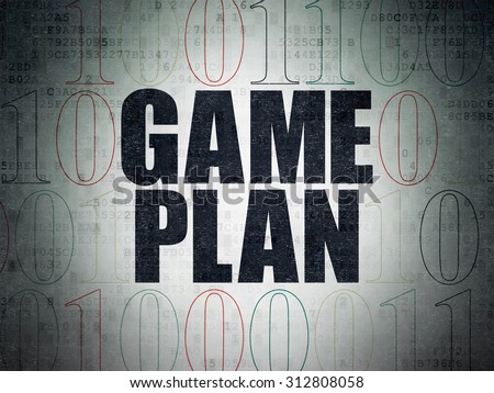 Business concept: Painted black text Game Plan on Digital Paper background with Binary Code