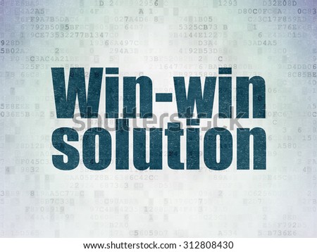 Business concept: Painted blue word Win-win Solution on Digital Paper background