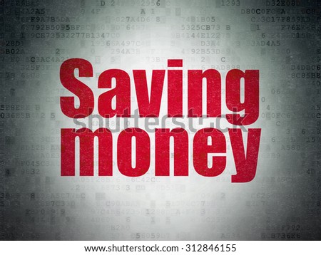 Business concept: Painted red word Saving Money on Digital Paper background