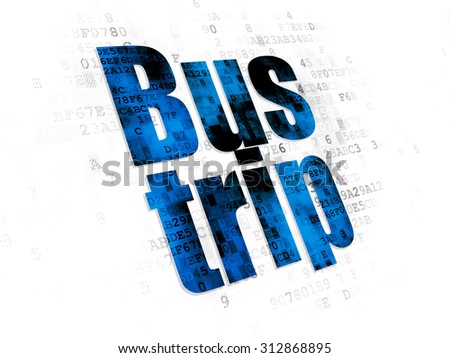 Travel concept: Pixelated blue text Bus Trip on Digital background