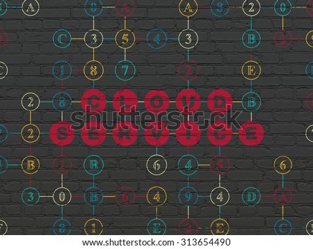 Cloud computing concept: Painted red text Cloud Service on Black Brick wall background with Hexadecimal Code