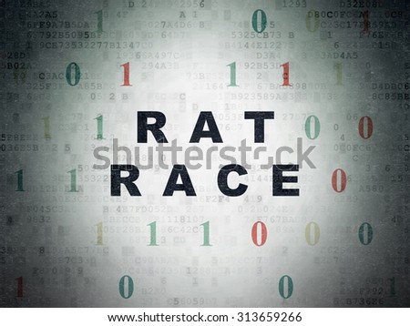 Finance concept: Painted black text Rat Race on Digital Paper background with Binary Code