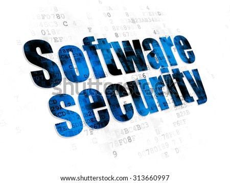 Security concept: Pixelated blue text Software Security on Digital background