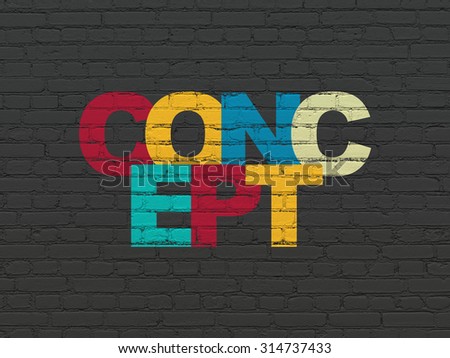 Advertising concept: Painted multicolor text Concept on Black Brick wall background
