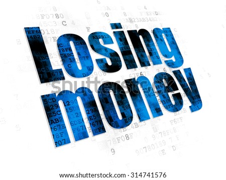Banking concept: Pixelated blue text Losing Money on Digital background