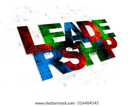 Finance concept: Pixelated multicolor text Leadership on Digital background