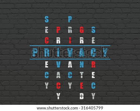 Privacy concept: Painted blue word Privacy in solving Crossword Puzzle