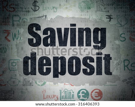 Banking concept: Painted black text Saving Deposit on Digital Paper background with   Hand Drawn Finance Icons