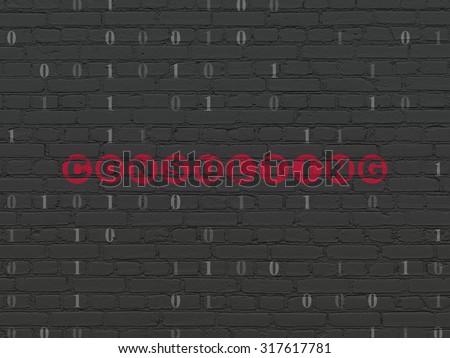 Finance concept: Painted red text Consulting on Black Brick wall background with Binary Code