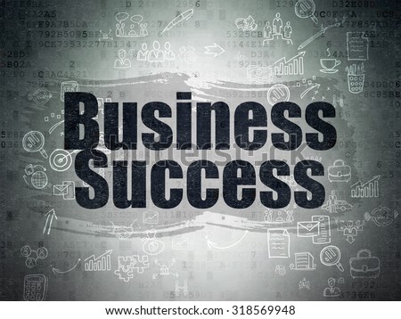 Finance concept: Painted black text Business Success on Digital Paper background with Scheme Of Hand Drawn Business Icons