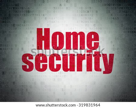 Protection concept: Painted red word Home Security on Digital Paper background