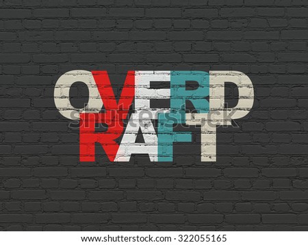 Finance concept: Painted multicolor text Overdraft on Black Brick wall background