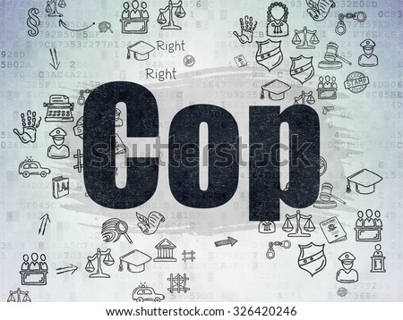 Law concept: Painted black text Cop on Digital Paper background with Scheme Of Hand Drawn Law Icons