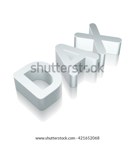 Stock market indexes collection: 3d metallic DAX with reflection on White background, EPS 10 vector illustration. 