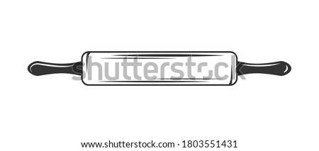 Rolling pin isolated on white background. Bakery design elements. Vector illustration