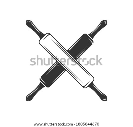 Rolling pin isolated on white background. Bakery design elements. Vector illustration