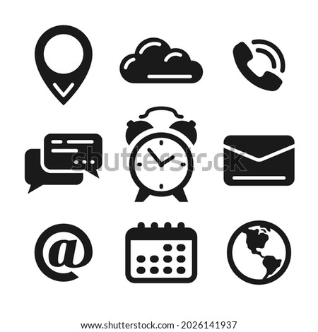 Contact us icons. Simple flat icons set isolated on white background. Vector illustration
